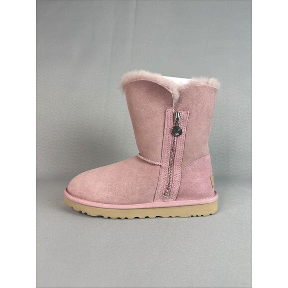 Women's UGG Boots Size 7 Bailey Zip Short Pink Shell Suede Wool Sold Out Color - Picture 3 of 16